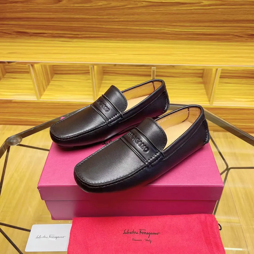 Men's shoes 💰560Ferragamo high-end quality 🔥 black cowhide ➕ cowhide lining size 38-45